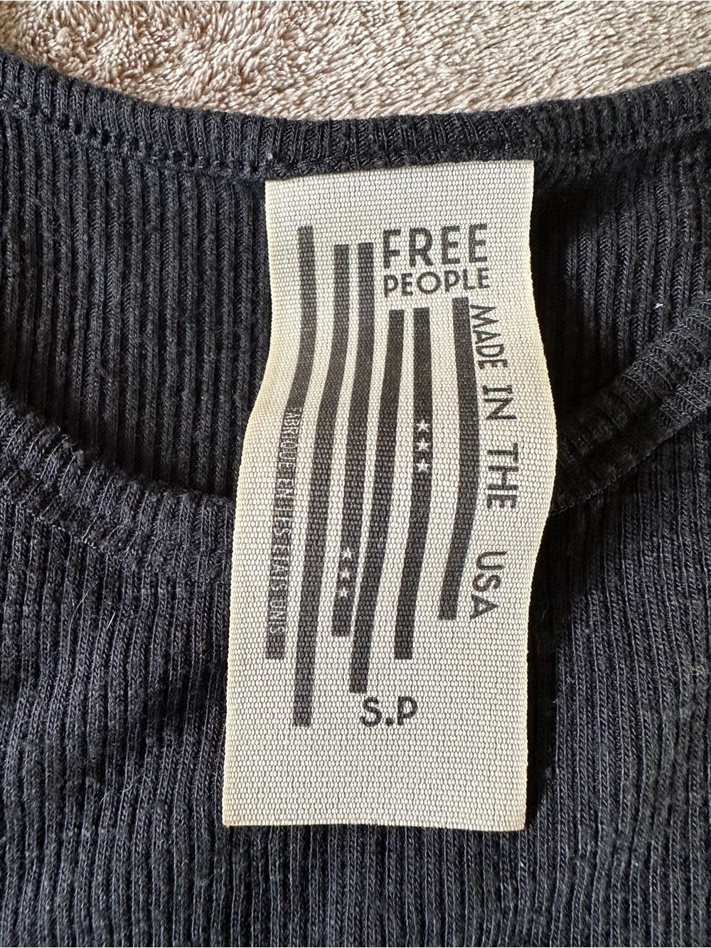 Free People Black Ribbed Racerback Tank - Picture 2 of 5